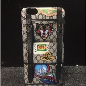 Gucci Black and Gray Monogram iPhone Case with Embellishments
